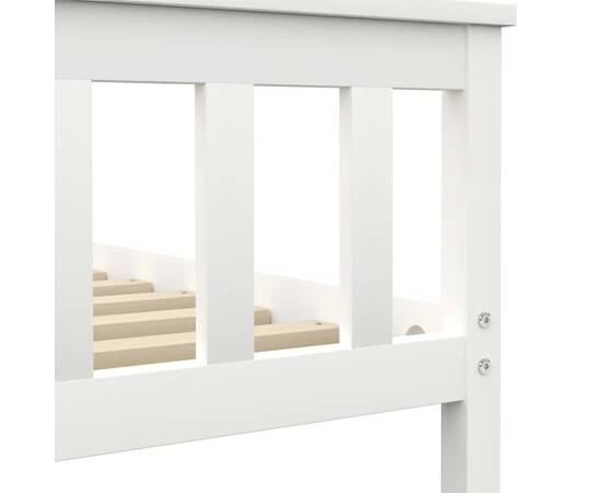 Cadru de pat, alb, 140 x 200 cm, lemn de pin masiv, 5 image