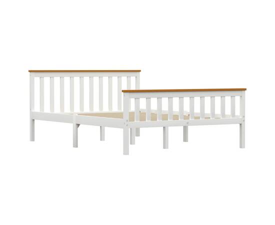 Cadru de pat, alb, 140 x 200 cm, lemn de pin masiv, 2 image