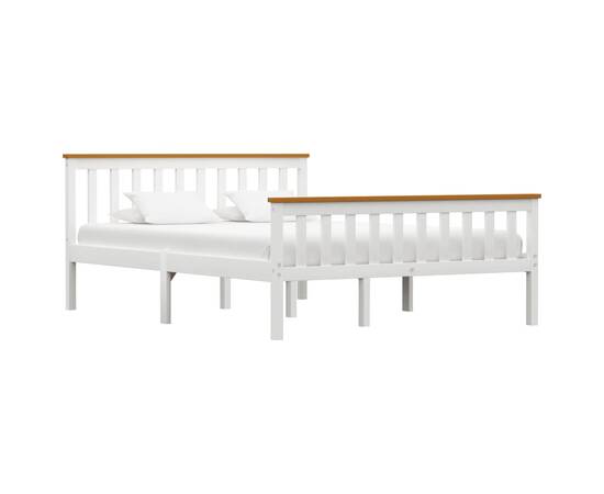 Cadru de pat, alb, 140 x 200 cm, lemn de pin masiv