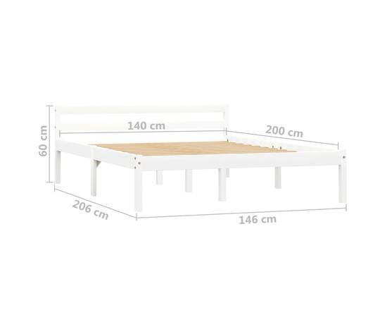 Cadru de pat, alb, 140 x 200 cm, lemn masiv de pin, 7 image
