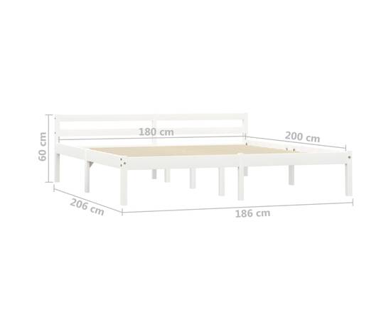 Cadru de pat, alb, 180 x 200 cm, lemn masiv de pin, 7 image