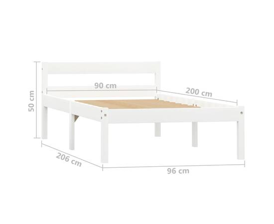 Cadru de pat, alb, 90 x 200 cm, lemn masiv de pin, 7 image