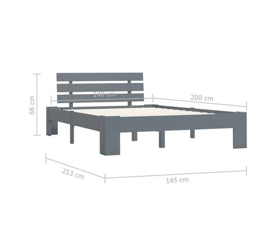 Cadru de pat, gri, 140 x 200 cm, lemn masiv de pin, 7 image