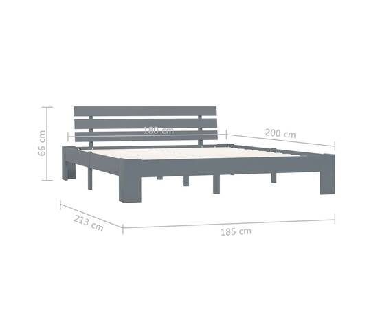 Cadru de pat, gri, 180 x 200 cm, lemn masiv de pin, 7 image