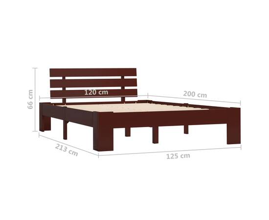 Cadru de pat, maro închis, 120 x 200 cm, lemn masiv de pin, 7 image