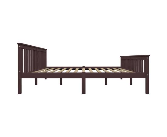 Cadru de pat, maro închis, 180 x 200 cm, lemn masiv de pin, 4 image