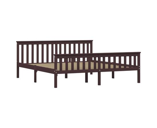Cadru de pat, maro închis, 180 x 200 cm, lemn masiv de pin, 2 image