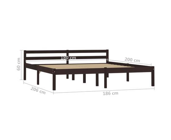 Cadru de pat, maro închis, 180 x 200 cm, lemn masiv de pin, 7 image