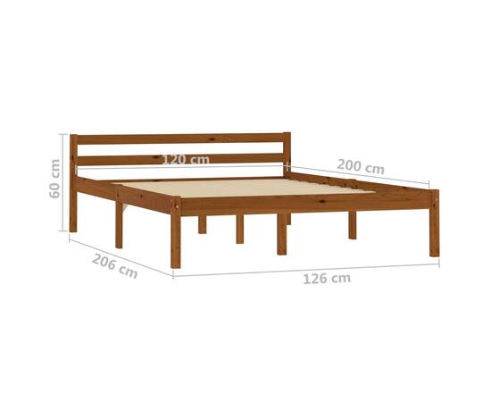 Cadru de pat, maro miere, 120 x 200 cm, lemn masiv de pin, 7 image
