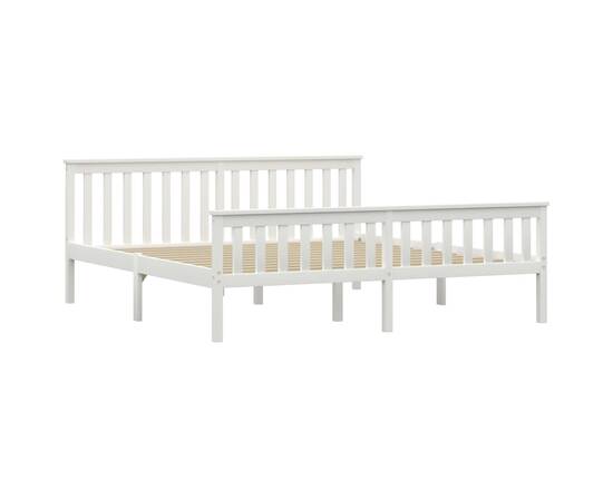 Cadru de pat din lemn masiv de pin, alb, 180 x 200 cm, 2 image
