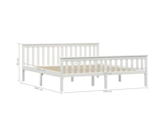 Cadru de pat din lemn masiv de pin, alb, 180 x 200 cm, 6 image