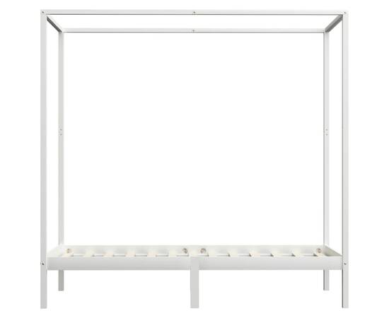 Cadru pat cu baldachin, alb, 90x200 cm, lemn masiv pin, 3 image