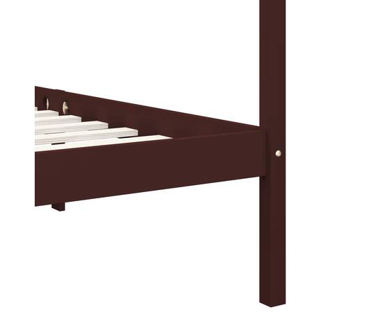 Cadru pat cu baldachin, maro închis, 120x200 cm, lemn masiv pin, 6 image