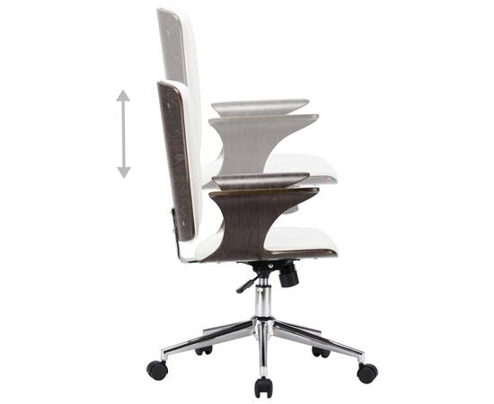 Scaun de birou rotativ, alb, piele ecologică și lemn curbat, 5 image