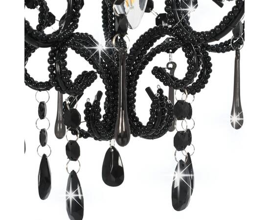 Candelabru cu mărgele, negru, rotund, e14, 6 image