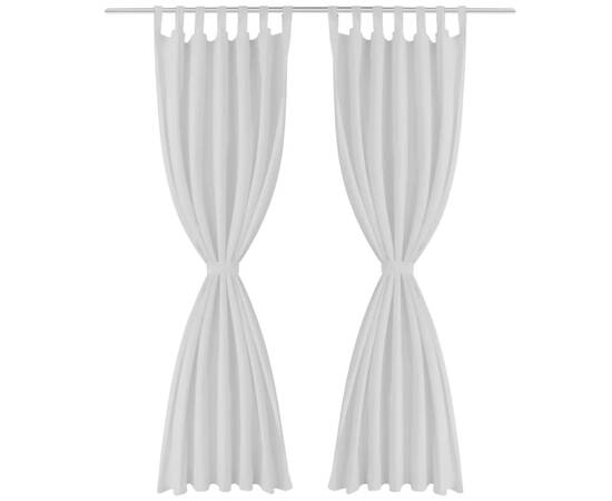Draperii micro-satin cu bride, 140 x 175 cm, alb, 2 buc., 2 image