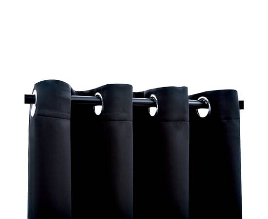 Draperii opace cu inele metalice, 2 buc., negru, 140 x 245 cm, 4 image