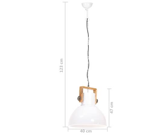 Lampă suspendată industrială, 25 w, alb, 40 cm, e27, rotund, 11 image