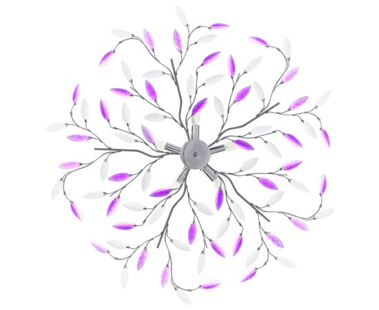 Lustră cu brațe tip frunze cristal acrilic violet 5 becuri e14, 3 image