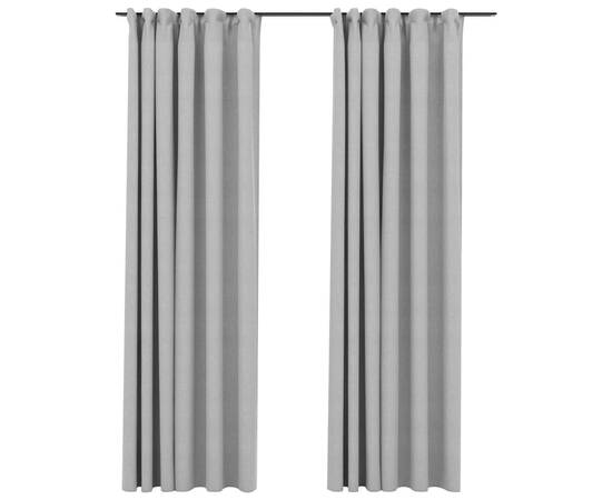 Perdele opace aspect pânză, cârlige, 2 buc. gri, 140x225 cm, 2 image