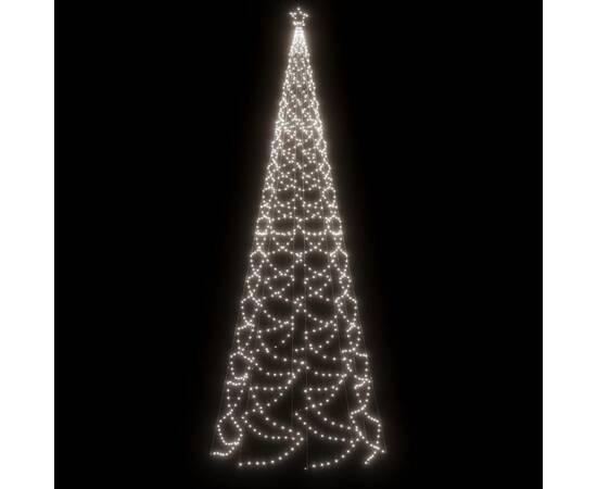 Pom de crăciun cu stâlp de metal, 1400 led-uri, alb rece, 5 m, 4 image