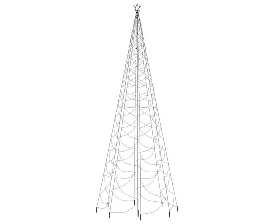 Pom de crăciun cu stâlp de metal, 1400 led-uri, alb rece, 5 m, 3 image
