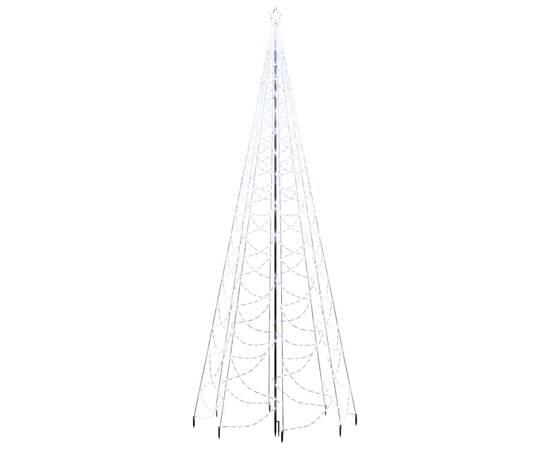 Pom de crăciun cu stâlp de metal, 1400 led-uri, alb rece, 5 m, 2 image