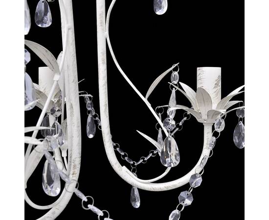 Candelabre suspendate de plafon cu cristale 2 buc. alb elegant, 4 image