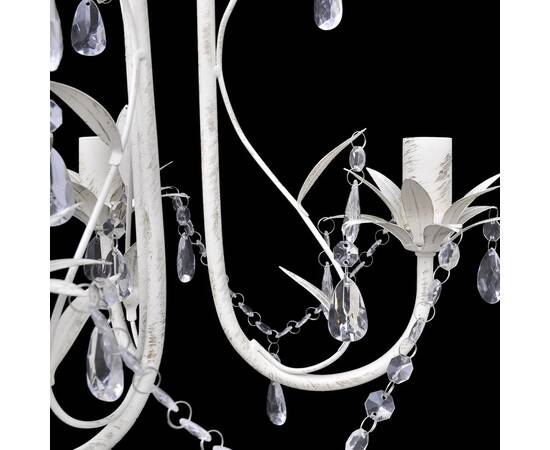 Candelabre suspendate de plafon cu cristale 4 buc. alb elegant, 4 image