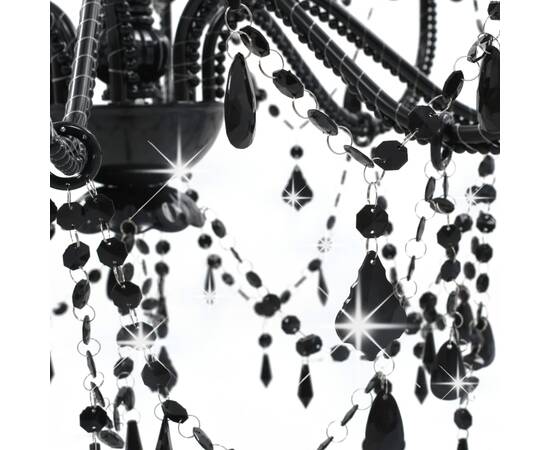 Candelabru cu mărgele, negru, 8 becuri e14, 4 image