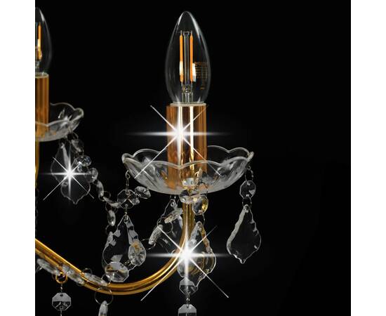 Candelabru cu mărgele de cristal, auriu, rotund, 6 x e14, 6 image