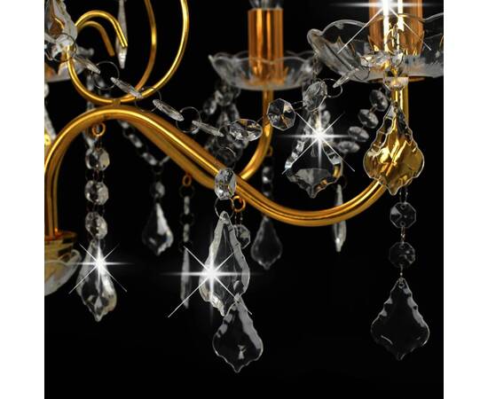 Candelabru cu mărgele de cristal, auriu, rotund, 6 x e14, 7 image