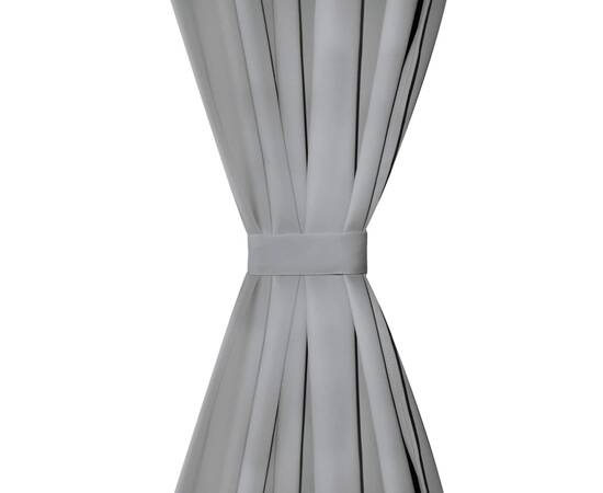 Draperii micro-satin cu bride 2 buc, 140 x 245 cm, gri, 3 image