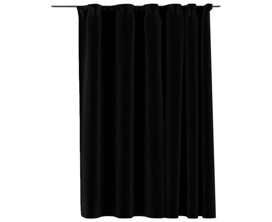 Draperii opace, aspect de in, negru, 290 x 245 cm, cu cârlige, 2 image