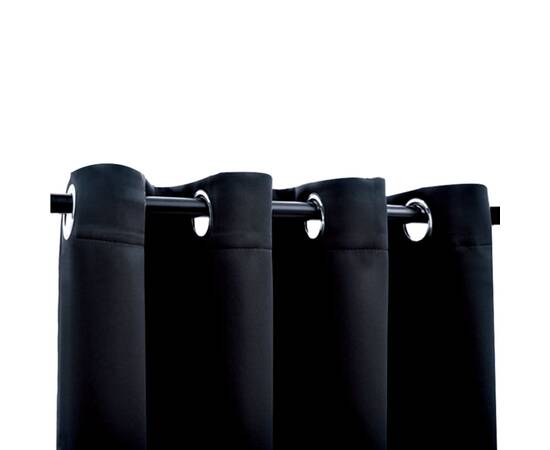 Draperii opace cu inele metalice, 2 buc., negru, 140 x 225 cm, 4 image