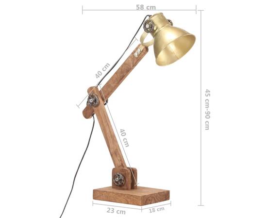 Lampă de birou industrială, alamă, 58x18x90 cm, e27, rotund, 11 image