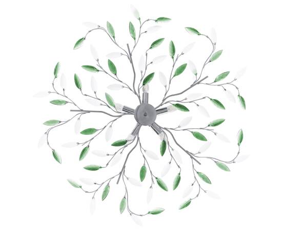 Lustră cu brațe tip frunze cristal acrilic verde 5 becuri e14, 3 image