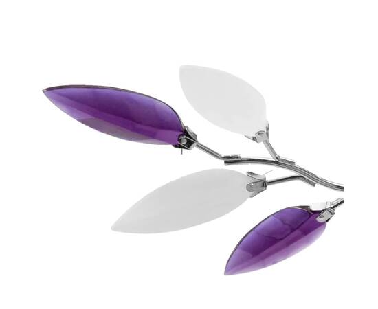 Lustră cu frunze cristal acrilic, alb/violet, pentru 3 becuri e14, 3 image