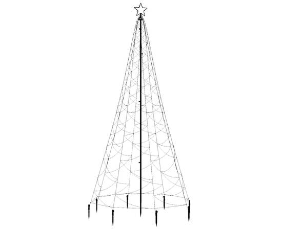 Pom de crăciun cu stâlp de metal, 500 led-uri, alb cald, 3 m, 3 image