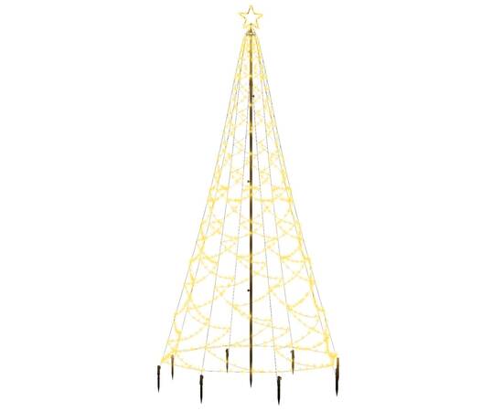 Pom de crăciun cu stâlp de metal, 500 led-uri, alb cald, 3 m, 2 image