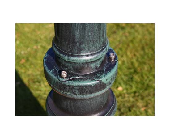 Stâlp lampă grădină 2 brațe verde închis/negru 230 cm aluminiu, 5 image