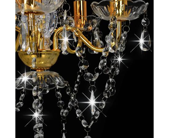 Candelabru cu mărgele de cristal, auriu, rotund, 5 x e14, 6 image