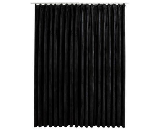 Draperie opacă, negru, 290 x 245 cm, catifea, cu cârlige, 2 image