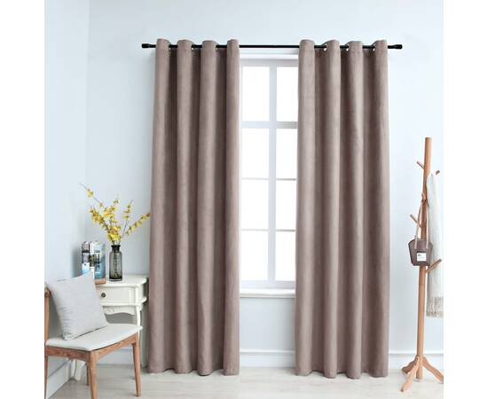 Draperii opace cu inele metalice, 2 buc., gri taupe, 140x175 cm