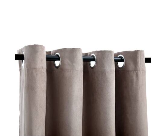 Draperii opace cu inele metalice, 2 buc., gri taupe, 140x175 cm, 3 image