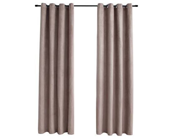 Draperii opace cu inele metalice, 2 buc., gri taupe, 140x175 cm, 2 image