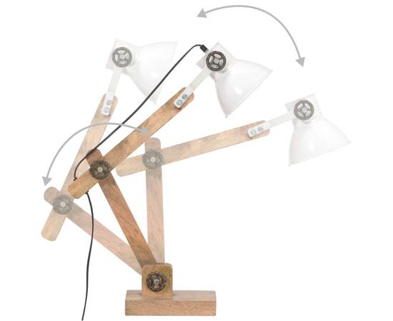 Lampă de birou industrială, alb, 58x18x90 cm, e27, rotund, 10 image