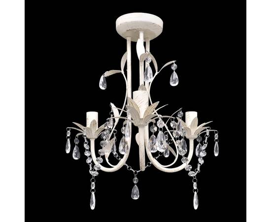 Lampă de plafon suspendată, cristal, candelabru alb elegant