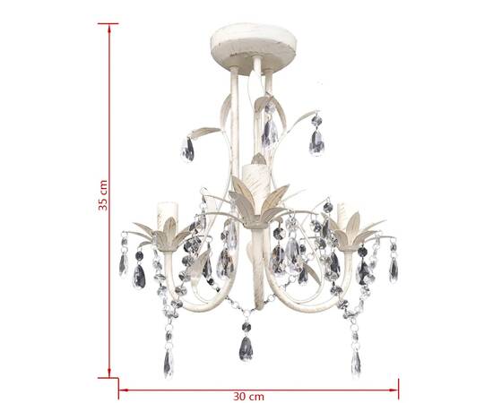 Lampă de plafon suspendată, cristal, candelabru alb elegant, 5 image