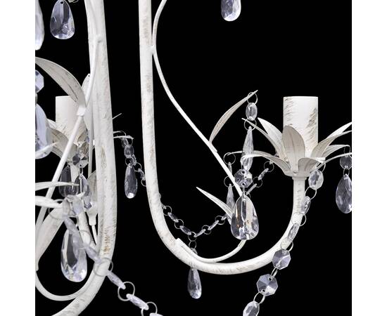 Lampă de plafon suspendată, cristal, candelabru alb elegant, 3 image